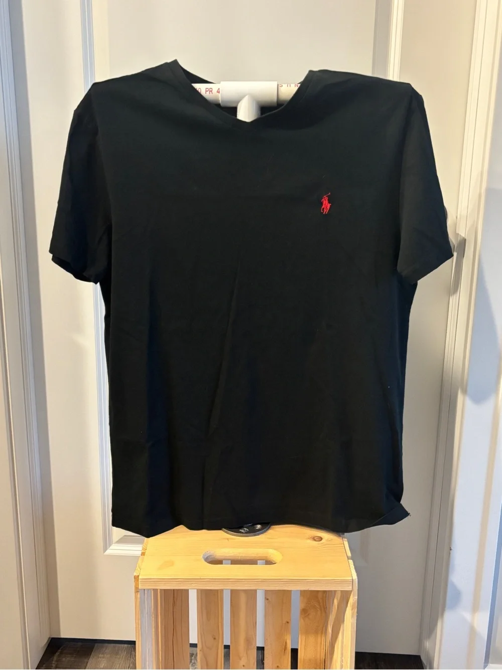 Polo by Ralph Lauren Black V-Neck Tee with Red Pony Logo